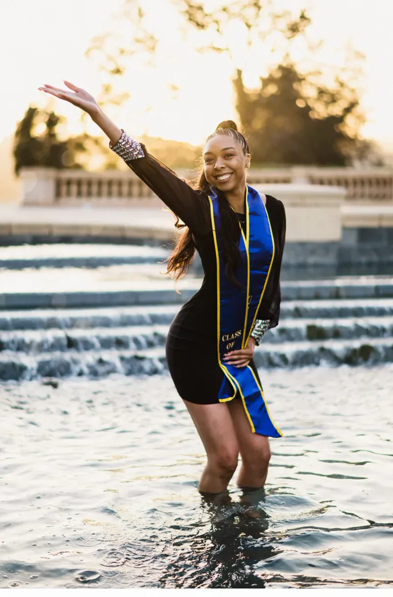 UCLA Shapiro Fountain graduation portrait
